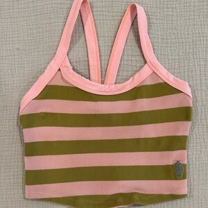 FP Movement by Free People Pink and Green Striped Crop Top